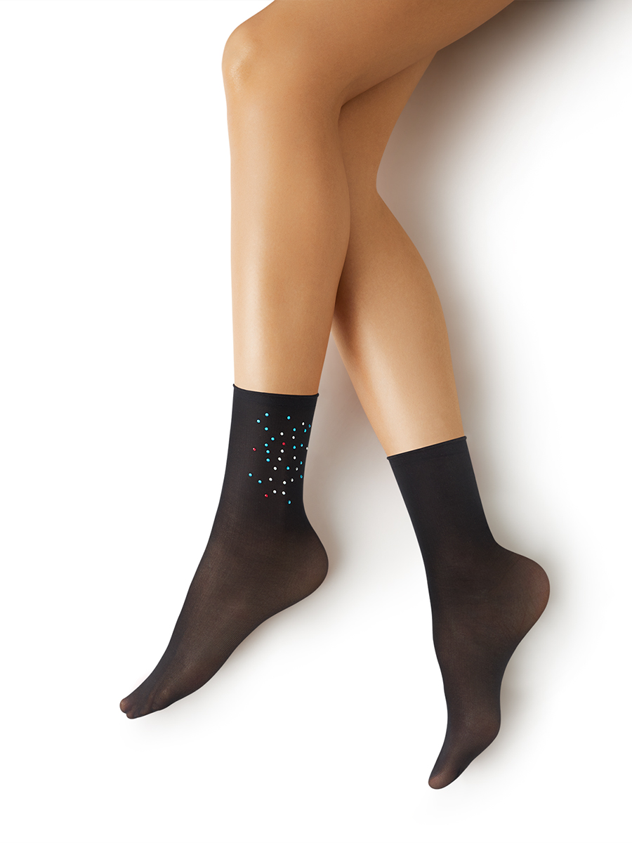 calz. GLAM носки (эффект тюля с принтом стразы)