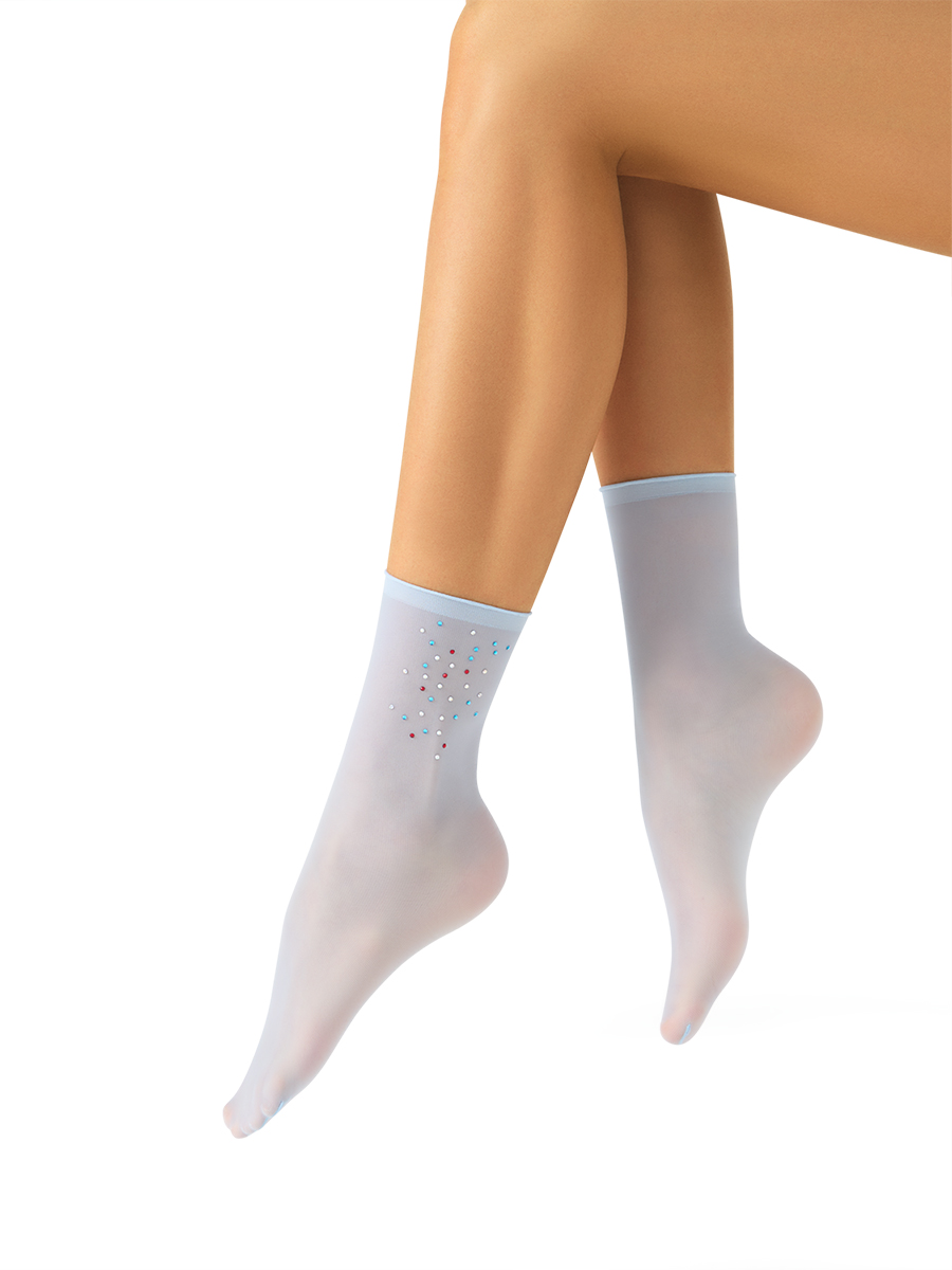 calz. GLAM носки (эффект тюля с принтом стразы)